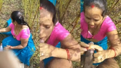 தமிழ் நாடு கிராமத்து ஆண்ட்டி பூல் சப்பி போரெஸ்ட் செஸ் பண்ணுகிறாள்